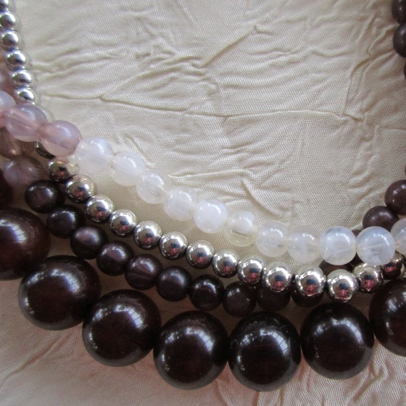 Pretty NY Multi Strand Purple BEADED NECKLACE - Picture 2 of 9
